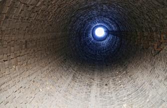 Inside bottom of smoke stack