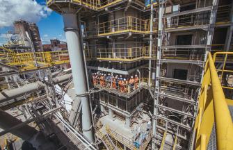 Carmeuse employees wearing their safety equipment on a PFR Kiln in Kosice, Slovakia