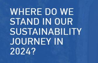 text written on a blue box: "where do we stand in our sustainability journey in 2024?"