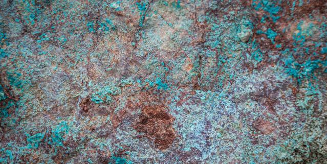 copper ore embedded in granite in arizona